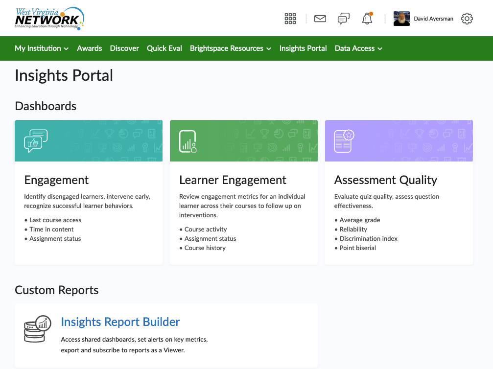 Brightspace D2L Insights Portal