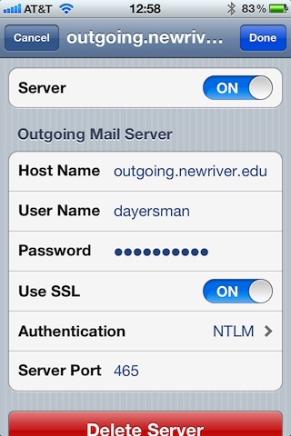 SMTP Settings